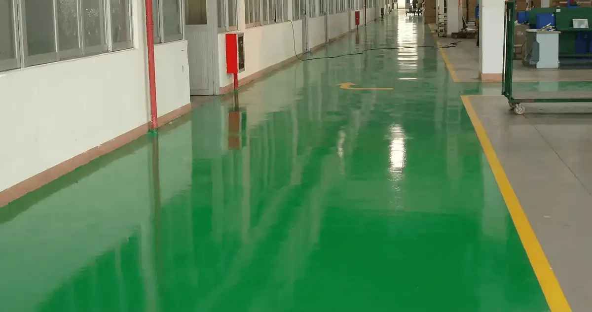 A factory floor professionally covered and marked with epoxy flooring in Huntsville, AL