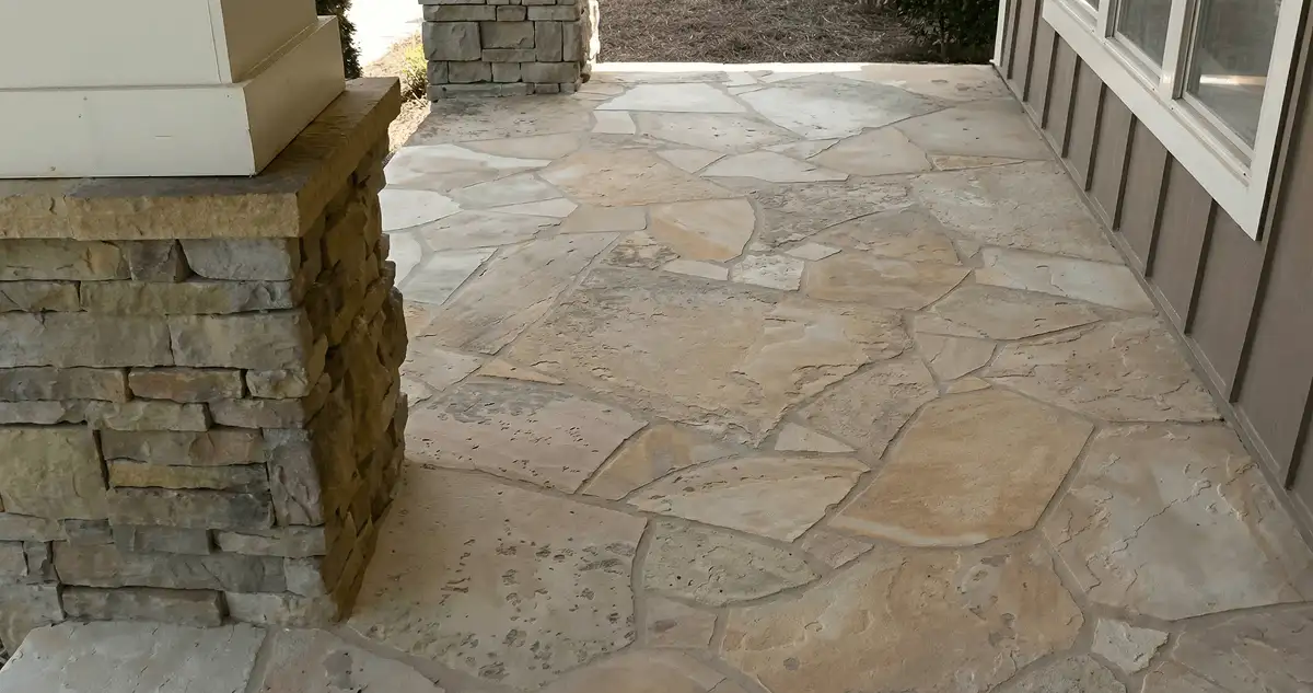 House entrance with professionally installed stone flooring in Huntsville AL